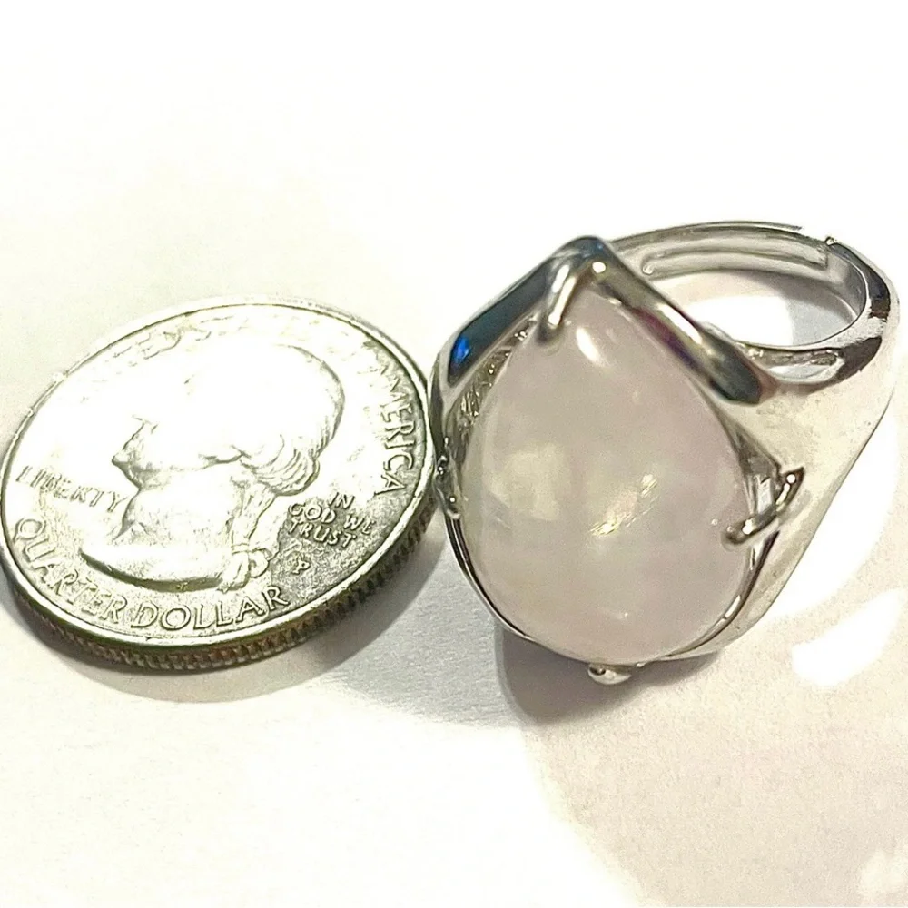 Quartz Teardrop Gemstone Adjustable Ring